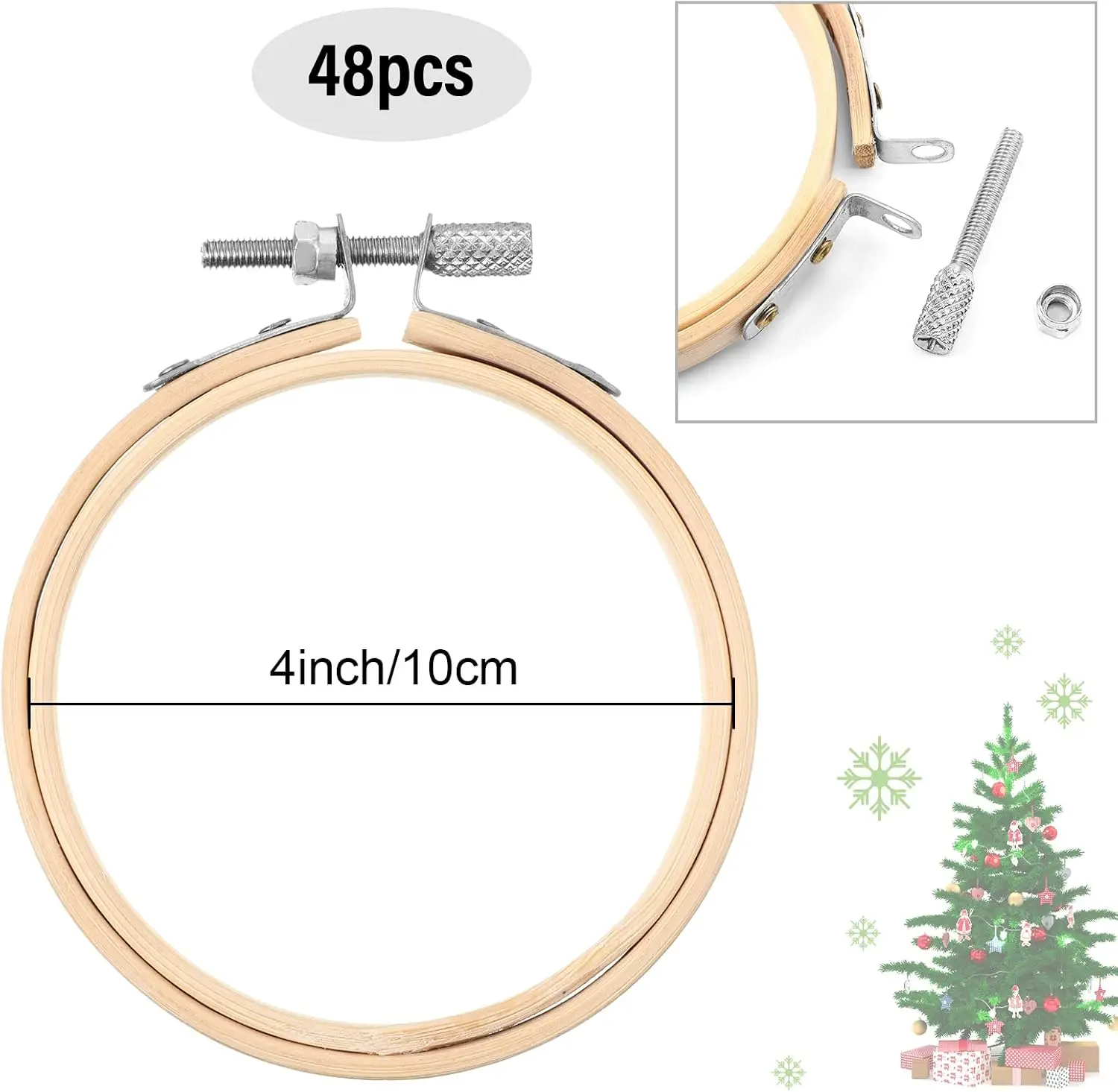 48 Pcs Small Embroidery Hoop Bulk Tiny Wooden Round Bamboo Sewing Circle Cross Stitch Embroidery Hoop for Craft Art Handy Sewing