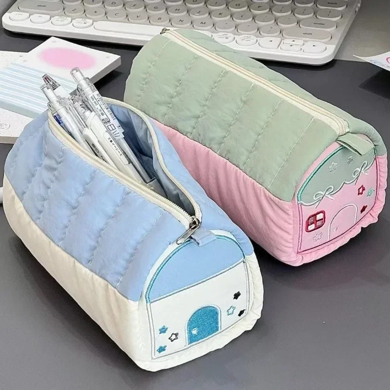 House Pen Bag Cute Large Capacity Storage Stationery Stationery Box Student Pen Box Korean Stationery Pencil Case Pencil Pouch