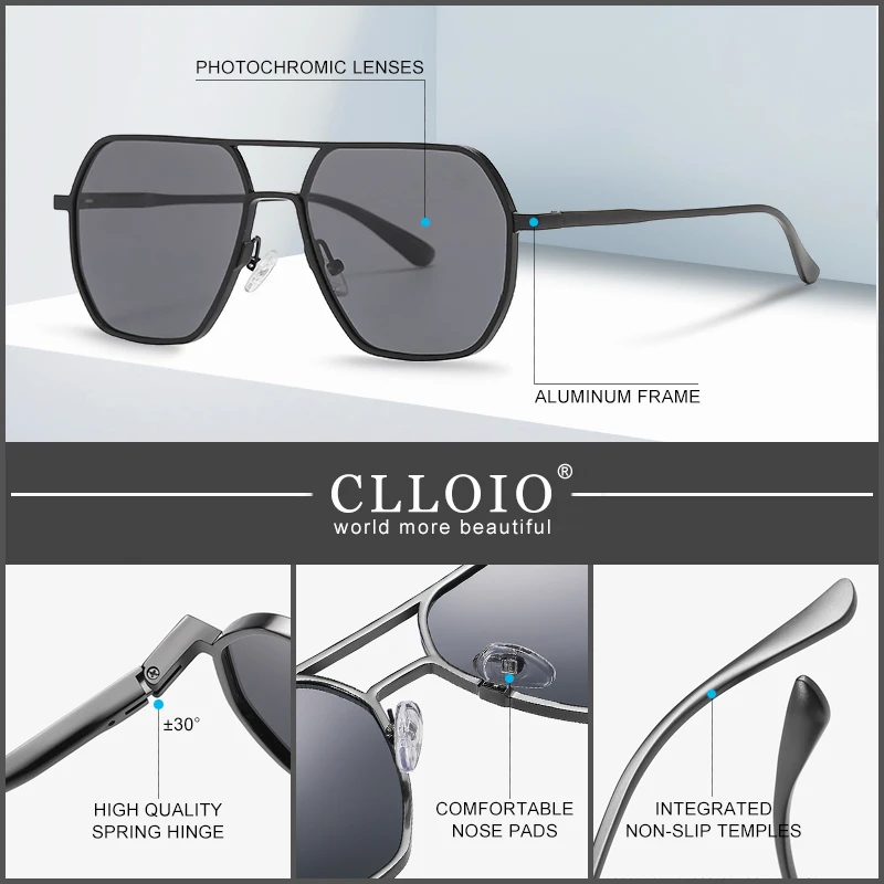 CLLOIO – lunettes de soleil polarisées pour hommes et femmes, nouvelle mode, en aluminium photochromique, caméléon, Anti-éblouissement, pour la