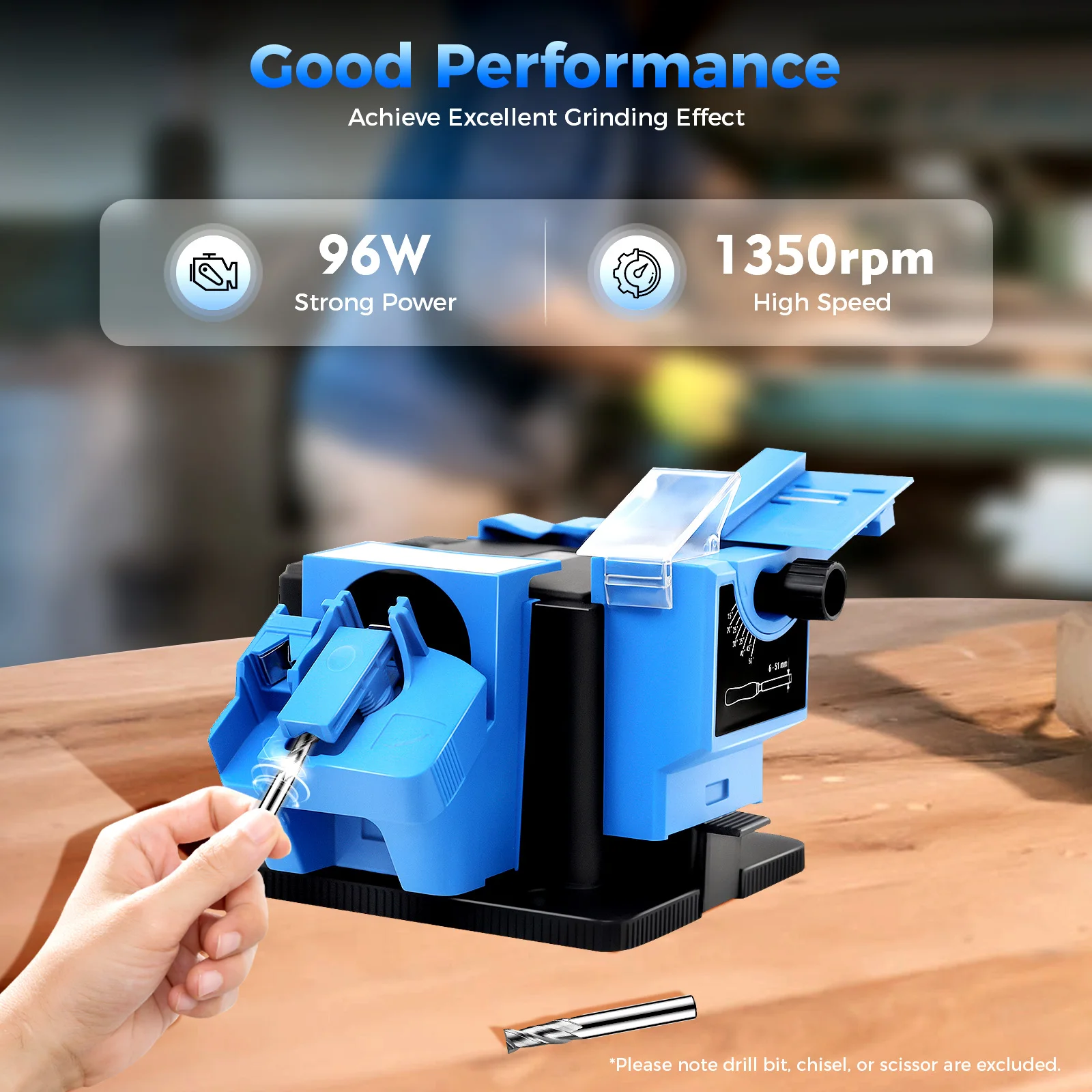

96W Electric Knife Sharpener, 1350RPM Drill & Scissor Sharpening Machine, Adjustable Angle 15-50°, 110V for Home Workshop