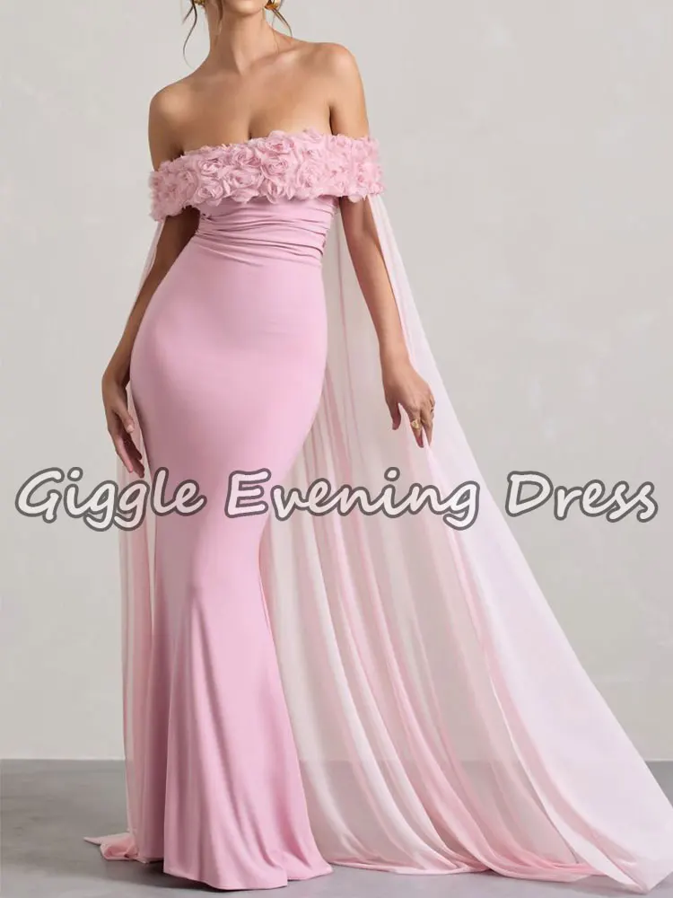 Giggle فساتين الحفلات المسائية العربية بدون أكتاف باللون الوردي بدون حمالات فستان حورية البحر طويل للحفلات الراقصة من Fساتين سهلة مخصصة