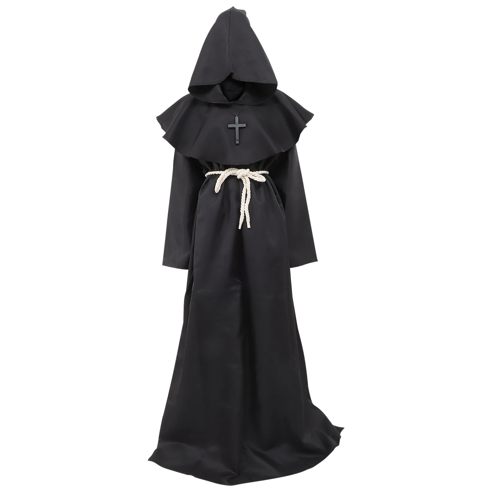 

Halloween Friar Medieval Hooded Monk Robe Renaissance Priest Robe Cosplay Costume Prop Black Cowl Set for Men and Women 2025