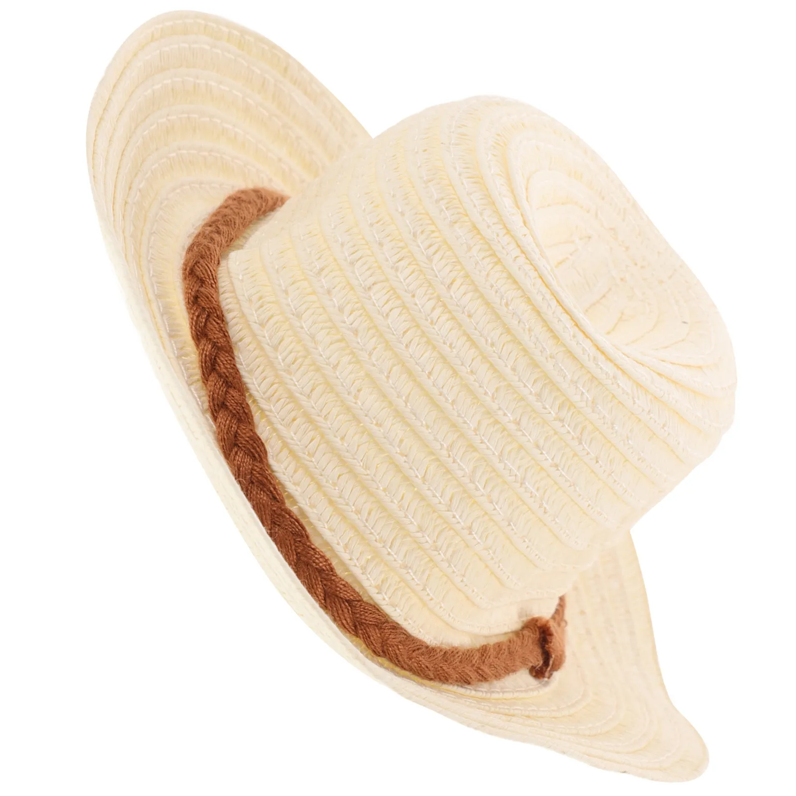 Mini Straw Hat Woven Craft Ornament Small Decorative Accessory for Dollhouse Miniature DIY Projects Party Supplies Photo Prop