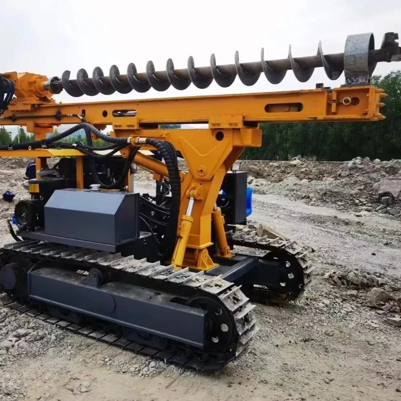 Hydraulic Photovoltaic Pile Driver Spiral Auger Attachment For C Steel Post Installation And Ground Mount Framing Job