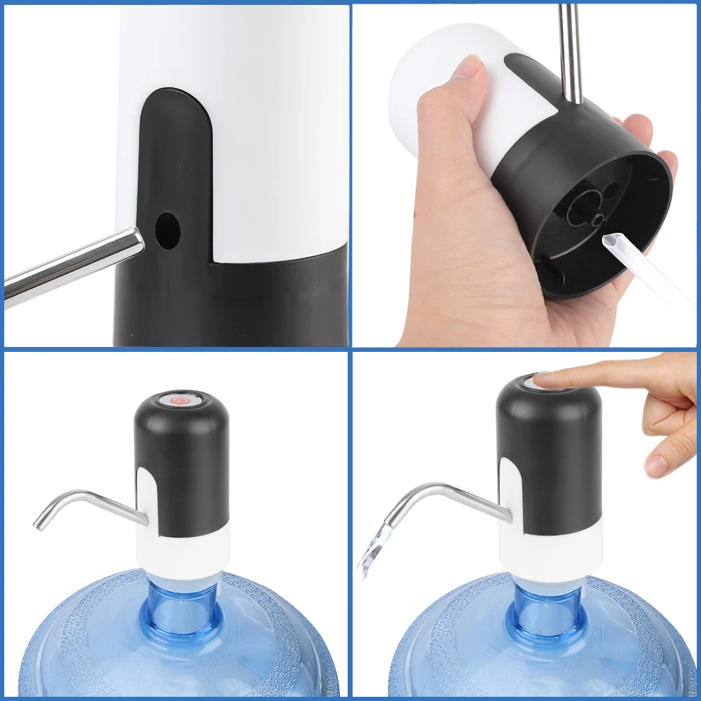 Automatic Water Dispenser With Blue LED Light USB Rechargeable Barreled Water Pumping Device Wireless Electric Water Pump