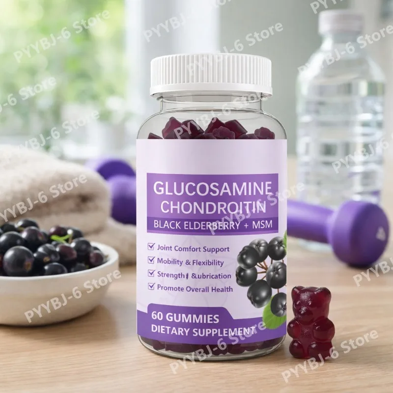 

БАД с глюкозамином, хондроитином, черной бузиной и МСМ для поддержки здоровья и подвижности суставов у взрослых, 60 жевательных конфет