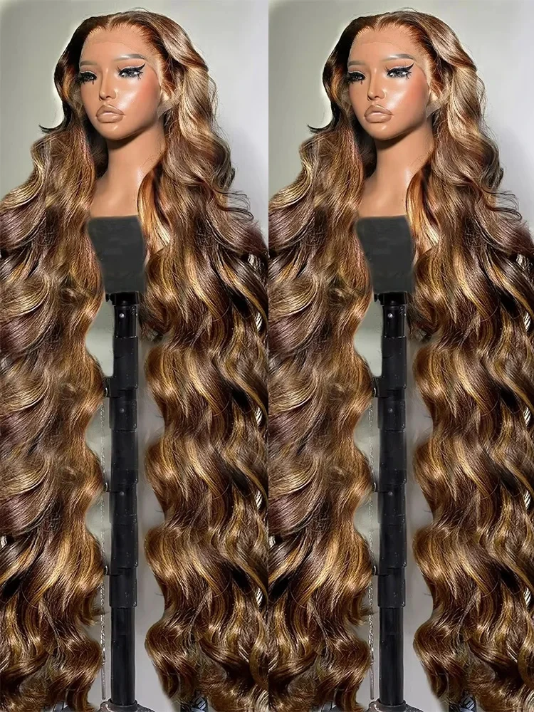 

30 38 Inch Honey Blonde 13x4 HD Lace Front Wig Human Hair Brazilian 250% 4/27 Highlight Ombre Body Wave 13x6 Lace Frontal Wigs