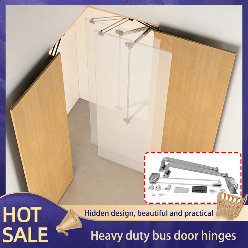 

Premium Industrial Heavy Duty External Opening Bus Door Hinge With Damping Connecting Rod For Kitchen Cabinet Wardrobe Closet