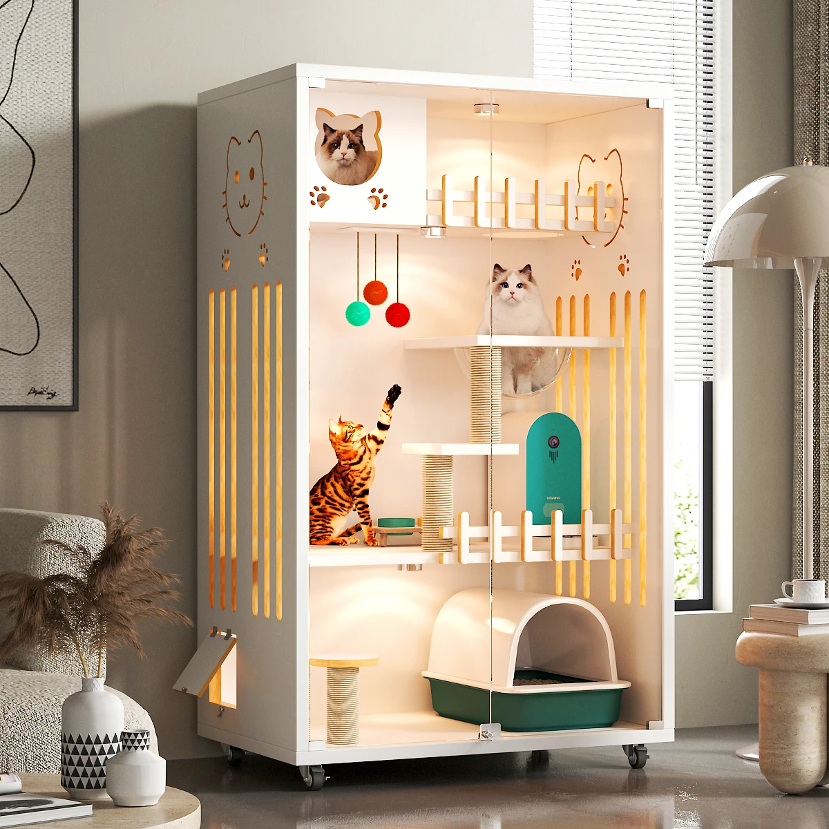 Pet cages houses cat High Quality Semi Enclosed Sleeping Displaying Cat Villa Breathable Pet Cages House