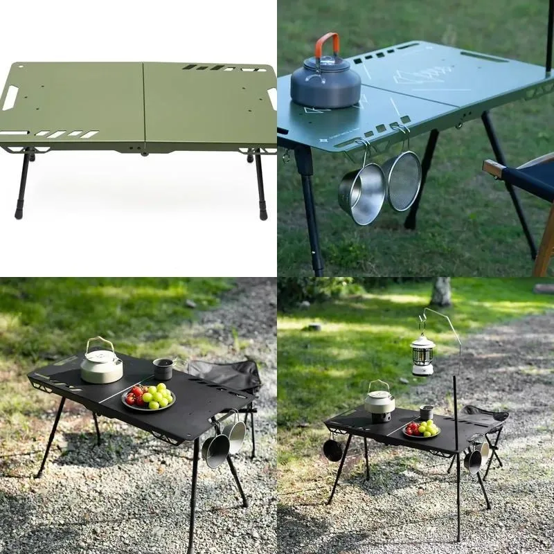 Outdoor Folding Aluminum Alloy Camping Table Portable Ultra Light Adjustable Multifunctional