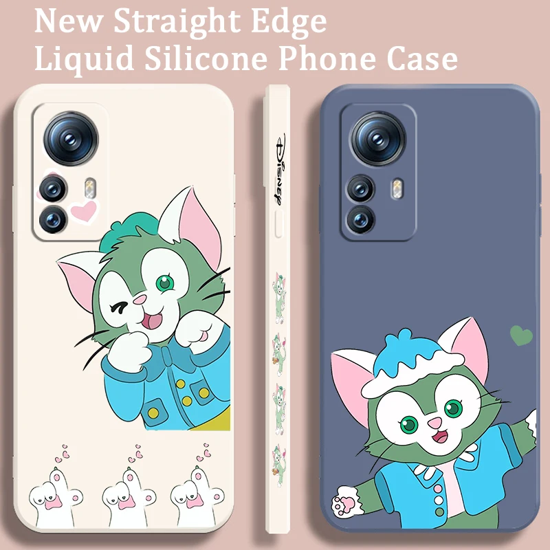 Gelatoni Disney Cute Liquid Left Rope For Xiaomi Mi 14 13T 13 12T 12 11T 11i 11 A3 10T 10 9 Pro Lite Ultra 5G Back Phone Case