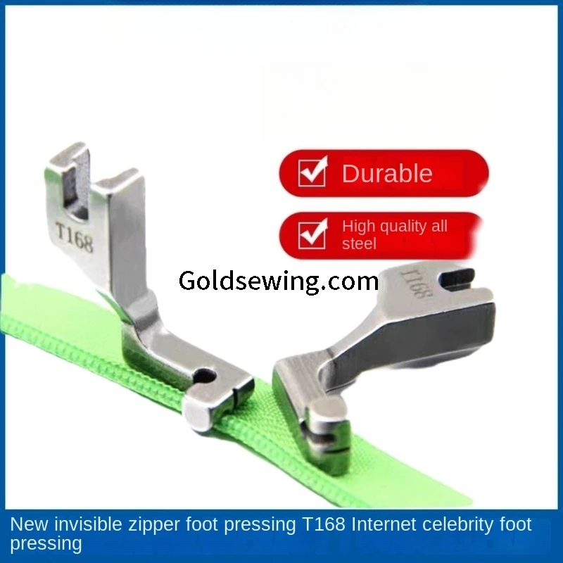 1PCS T168 S518L Invisible Zipper Presser Foot Single Side Installation Zipper Feet Industrial Lockstitch Sewing Machine Parts