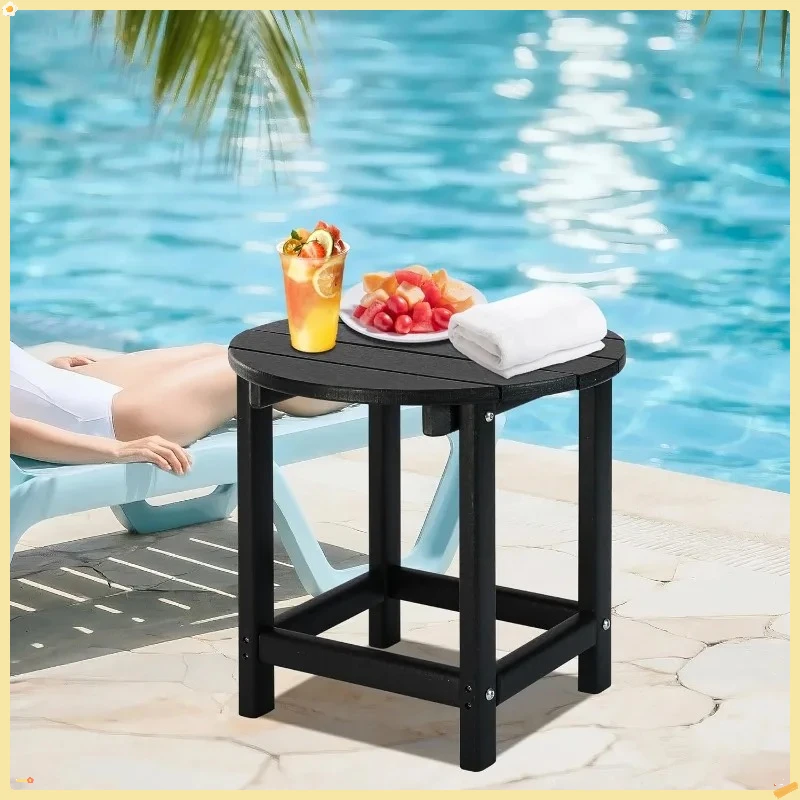 

Versatile Black Round Table for Outdoor Patio Poolside & Indoor Use - Durable All-Weather Companion
