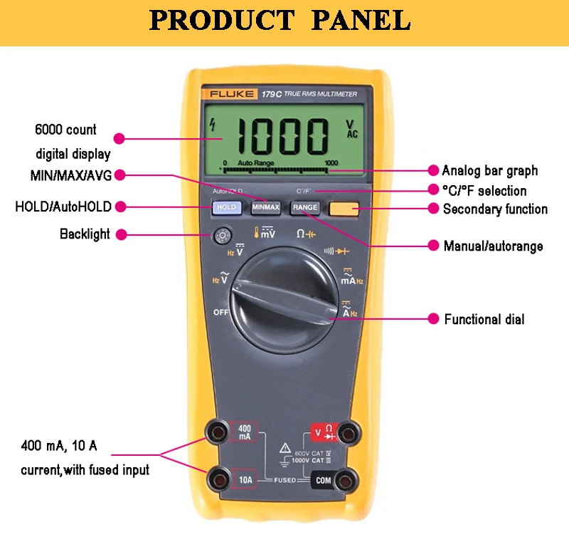 Fluke 179C Digital Multimeter True-RMS High Precision Automatic Range Multimeter Universal Multimeter