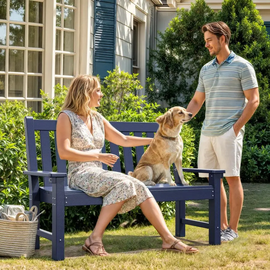 Ławka ogrodowa, ławka zewnętrzna odporna na każdą pogodę dla 2-3 osób, ławki na patio odporne na blaknięcie i zniszczenia dla parku, werandy, patio i podwórka N