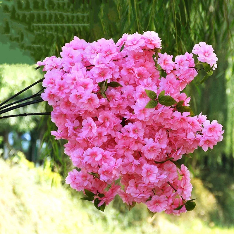 10pcs Silk Blossom Cherry Artificial Flowers Pink White Cherry Tree Home Decor Flower Spring Wedding Accessories Cherry Blossom