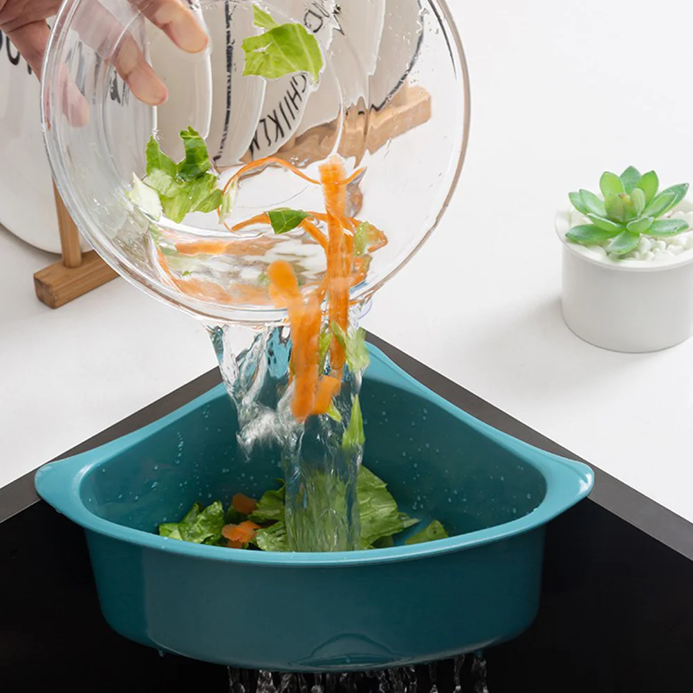 

Triangle Sink Corner Storage Basket Thick Plastic Drain Strainer Kitchen Sink Organizer Sponge Holder Multi-Holes Suction