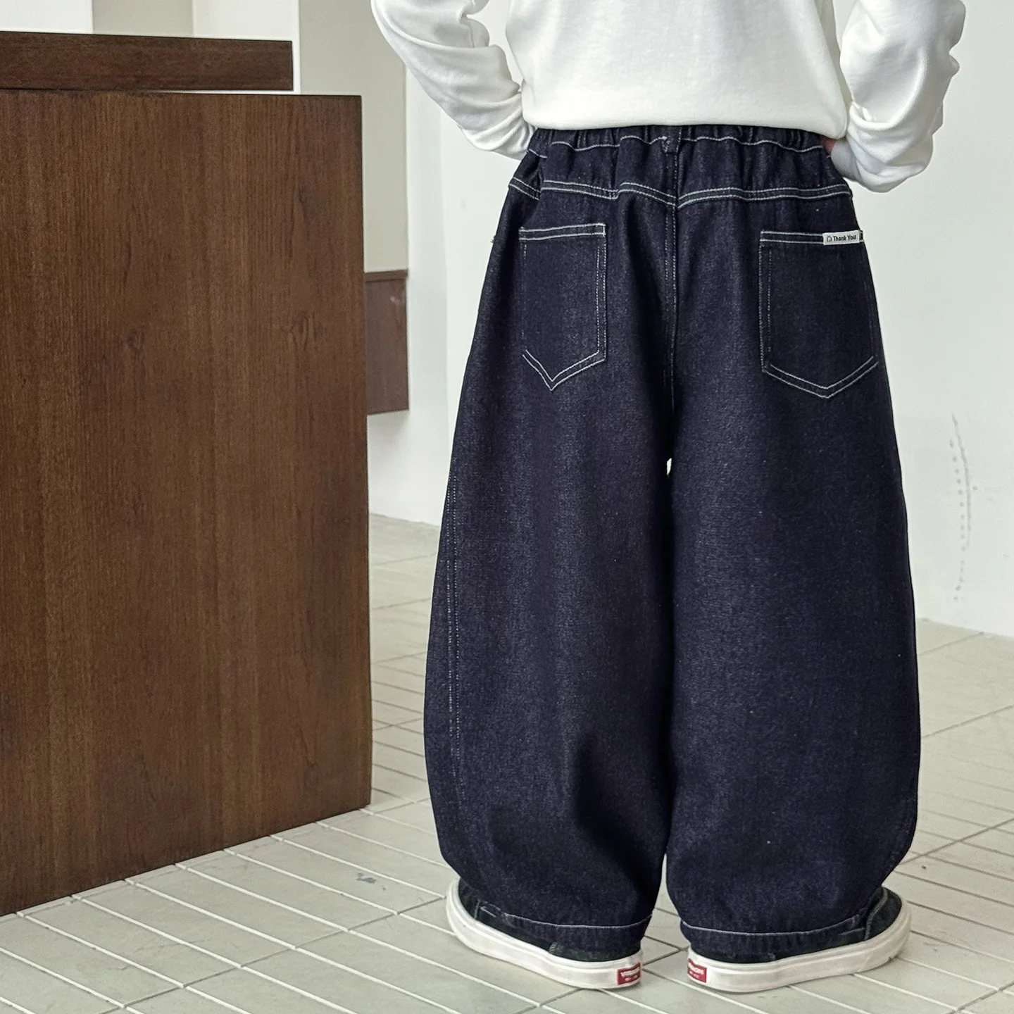 2026 New Boys Fashion Minimalist Pants Boys and Adults Solid Color All in One Fleece Cowboy Pants