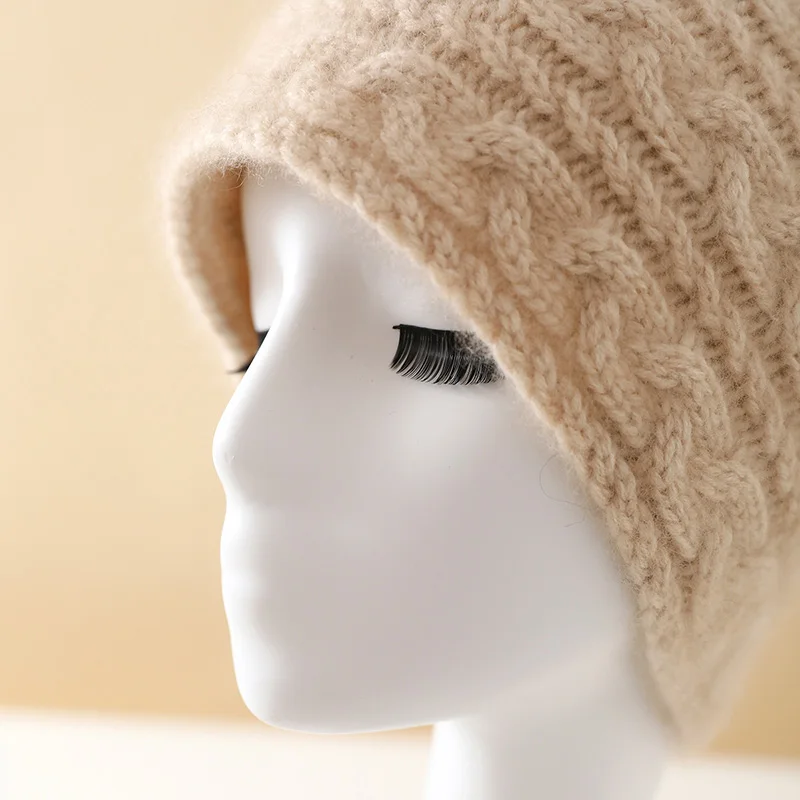 Men's and women's knitted hat autumn winter 100% cashmere hat outdoor warmth thick woolen hats casual ear protection head covers