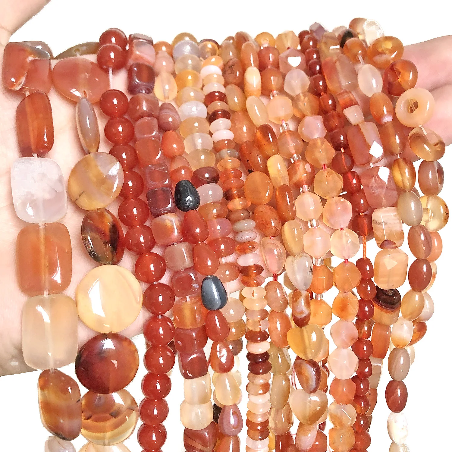 Natural Red Agates Stone Beads Charms Geometric Waterdrop Irregular Faceted Round Shape Beads For Jewelry Making Diy Bracelet