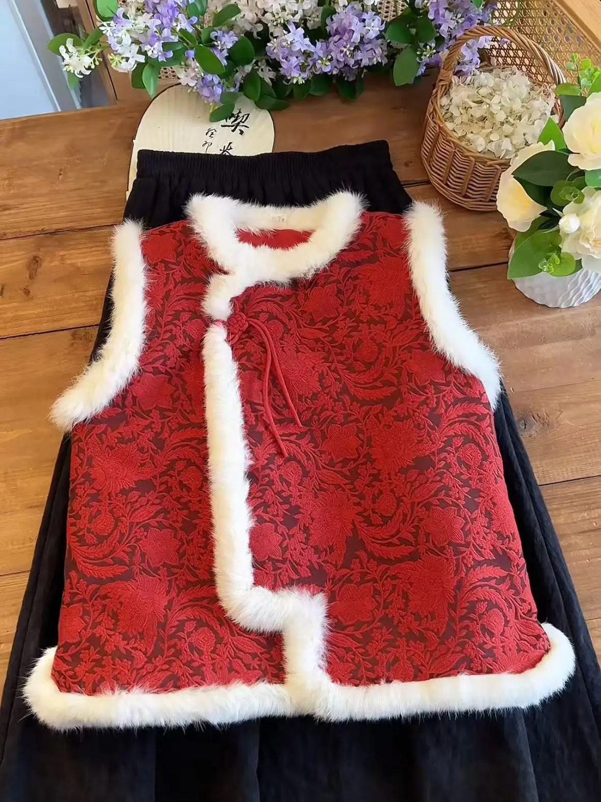 Gilet en coton Patchwork chinois rouge, vêtements d'extérieur pour femmes, manteau à revers incliné, Design traditionnel culturel tendance