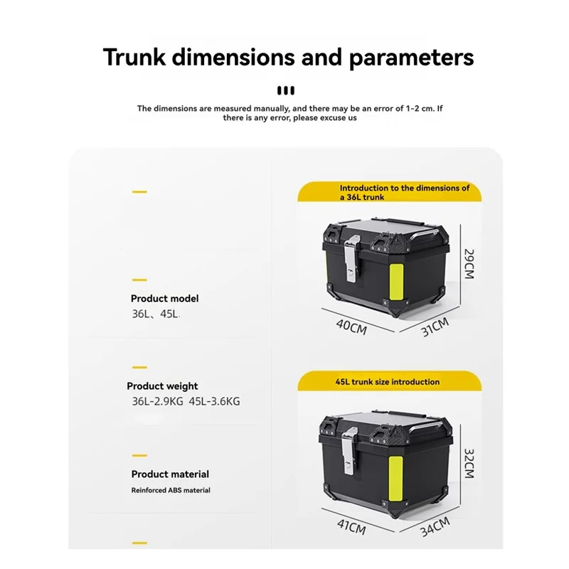 ABS عالي السعة مقاوم للماء للدراجات النارية صندوق علوي صندوق تخزين خلفي عالمي للدراجات النارية #6