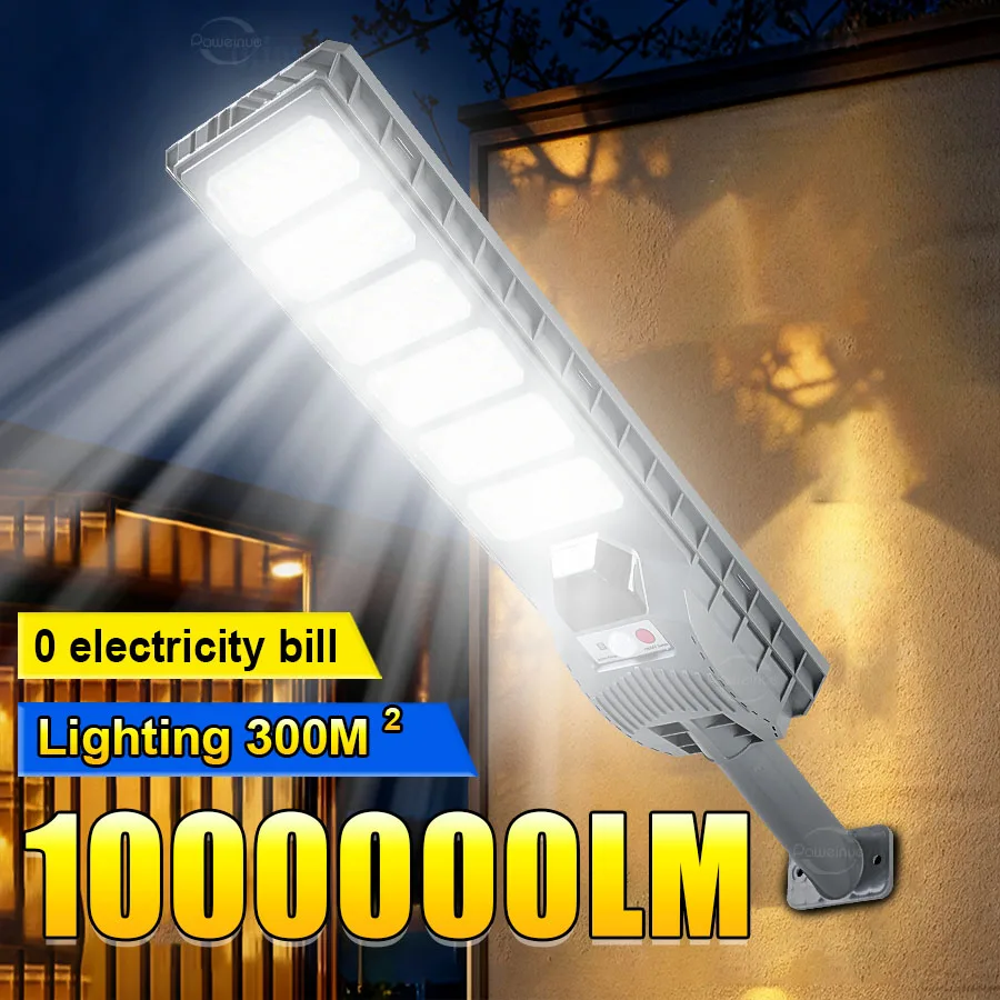 

1000000LM новейший 1000 Вт/600 Вт/300 Вт светодиодный уличный солнечный светильник с датчиком движения, внешний солнечный светильник, солнечный свет, уличный садовый настенный светильник
