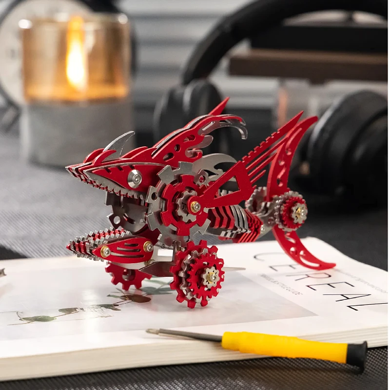 MOKR Megalodon 3D Metalen Puzzel Kinderspeelgoed Denkspelletjes voor Volwassenen DIY Model Kerstcadeau Educatie Training