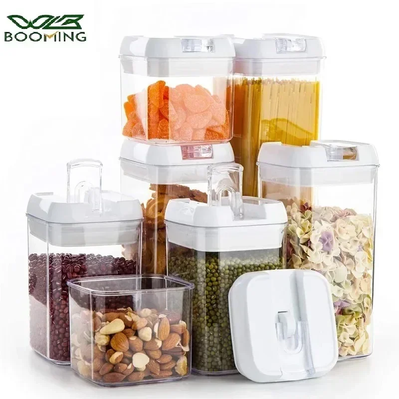 Food Storage Jar with Lid Kitchen Container Kitchen Organizer Stackable Dustproof Moisture Resistant Kitchen Accessorie