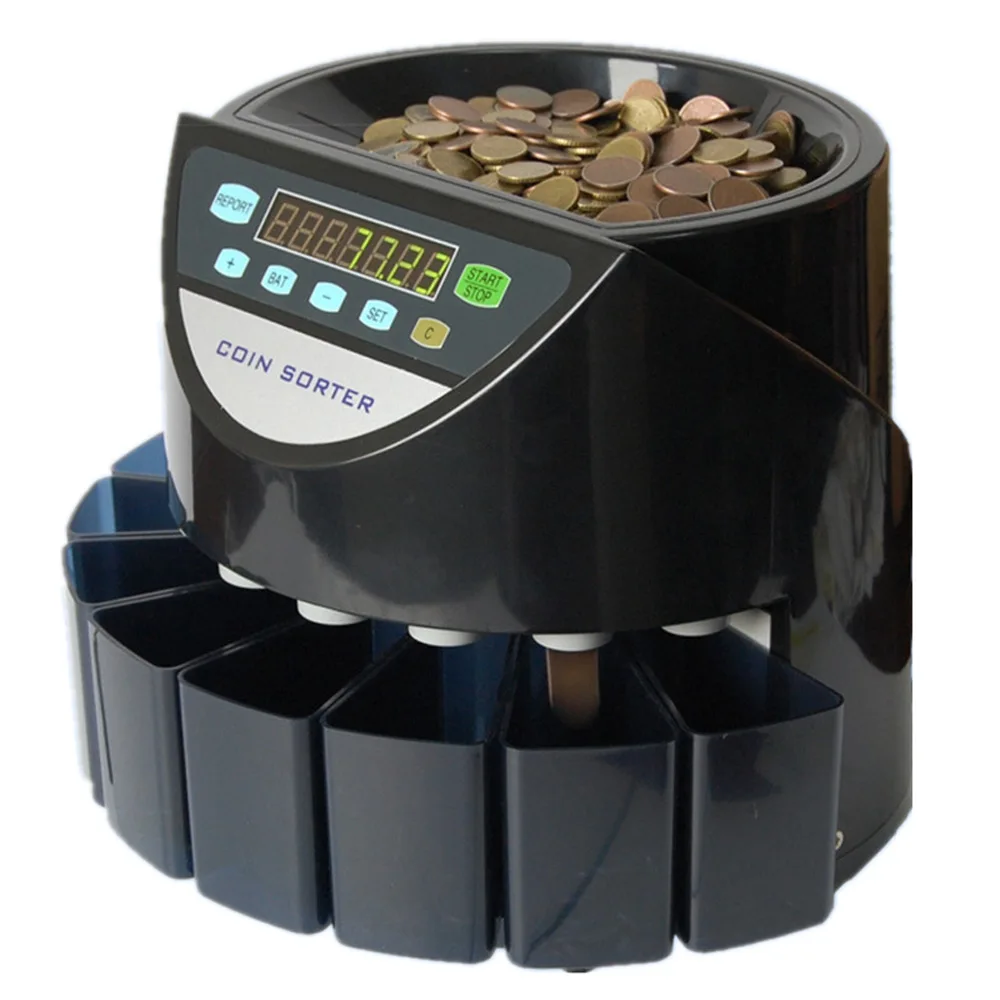 

Mixed Coin Value Sorter Euro Coin Counter For European Market Coins Counting Machine With 8 Money Tube