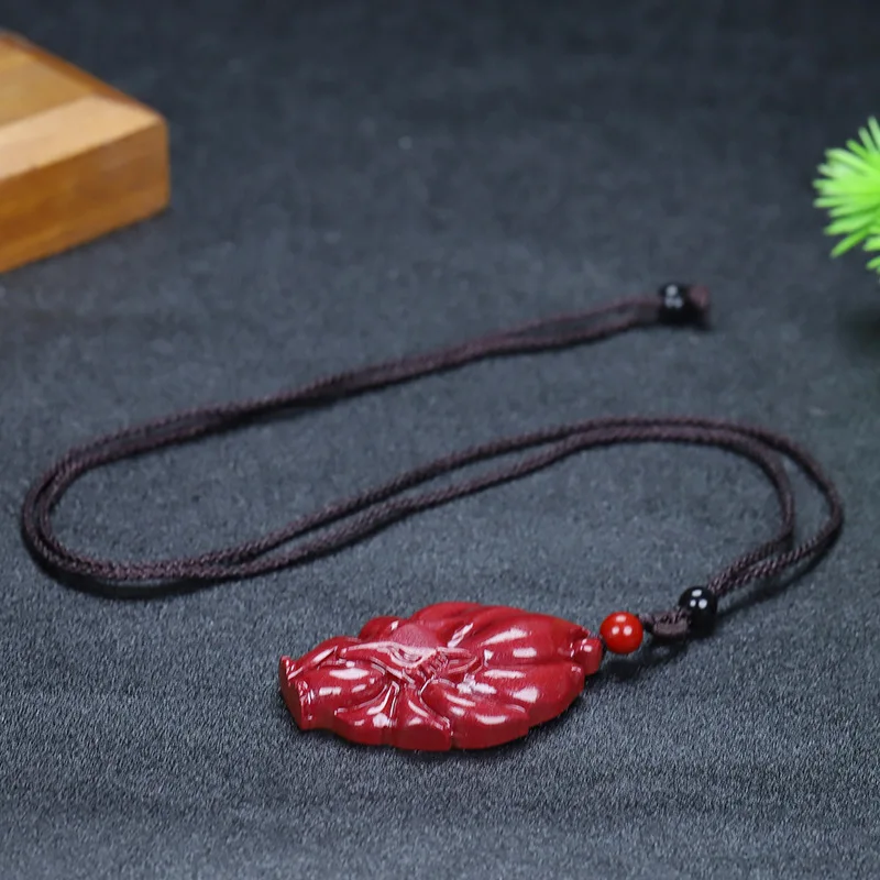 Natural cinnabar nine tailed fox pendant for women, made of high content mineral sand and purple gold sand fox pendant