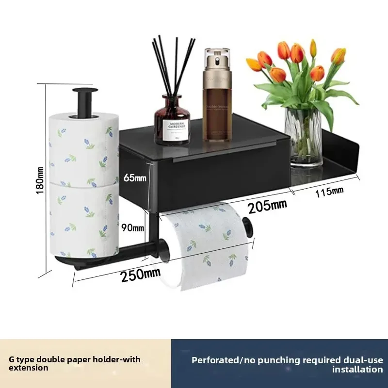 

Stainless Steel Paper Towel Holder with Wet Wipes Box - Wall Mounted Bathroom Storage Rack Organizer for Kitchen