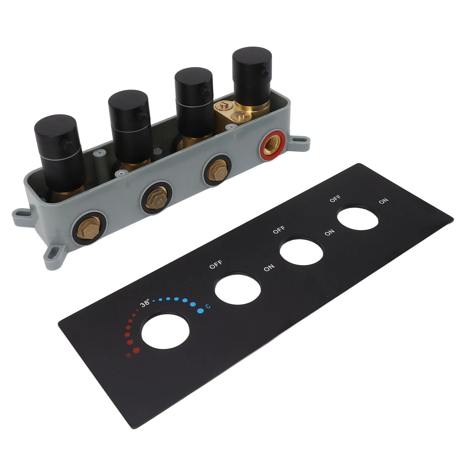 Diverter Valve Shower Diverter Valve  Thermostatic Mixer Brass 3 Way Valve Kit with 4 Round Knobs Shower Diverter Valve