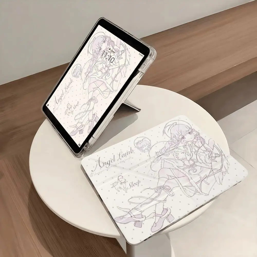 Simple Black Creativity Case For iPad Air 11 10th 11th A16 9th Cover iPad Pro 11 4 5 10.9in 12.9 M2 M3 M4 Mini 7 Pencil Holder