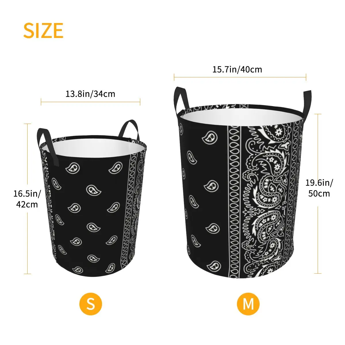 Custom Black And White Paisley Chicano Bandana Style Laundry Hamper Large Clothes Storage Basket Toys Bin Organizer for Nursery