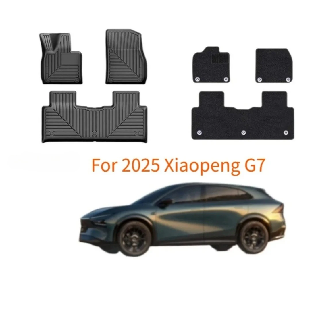 

For 2025 Models of XPeng G7 Full TPE Eco-friendly Floor Mats, Trunk Mats, and Backrest Mats