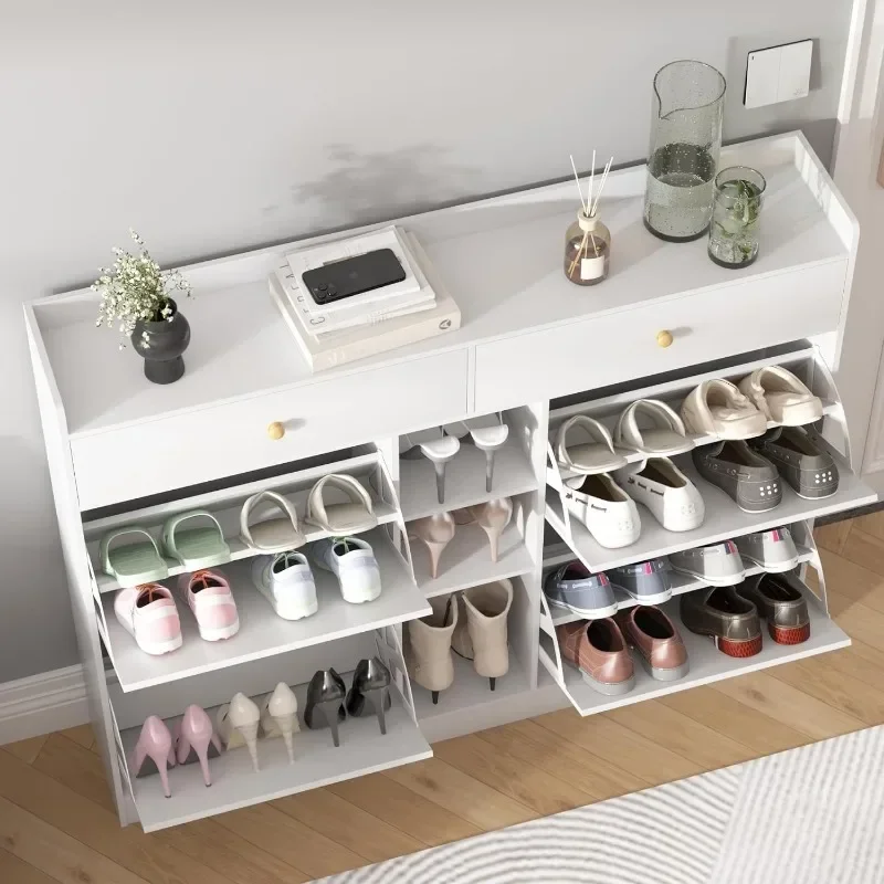 

For Shoe Cabinet for Entryway,Shoe Rack Storage Organizer with Drawers,Freestanding Modern Shoe Storage Cabinet,White