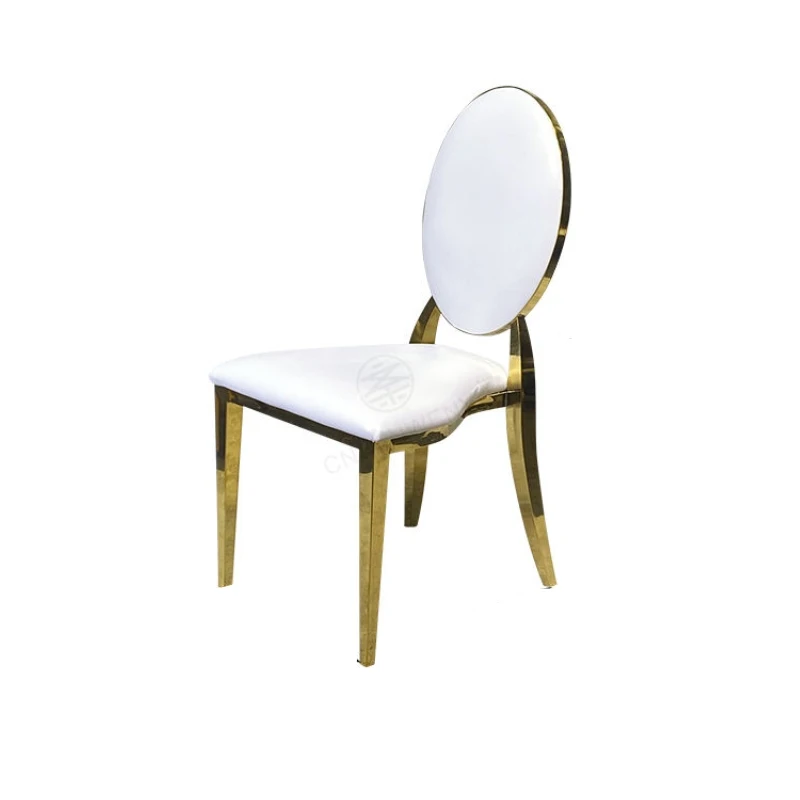 Banquet Event Furniture Round Back Gold Stackable Event Stainless Steel Chairs Wedding