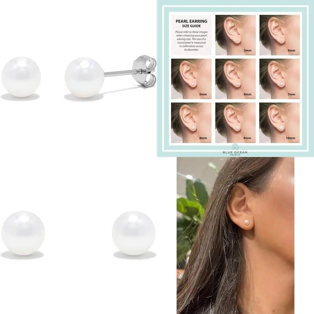 

Серьги-гвоздики-гвоздики из стерлингового серебра AAA с пресноводным культивированным жемчугом - размер жемчуга, классическая элегантность