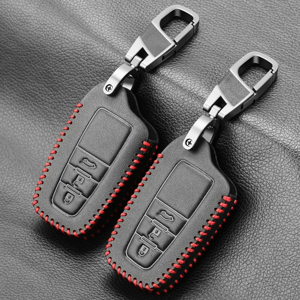 3-4-Tasten-Schlüsselgehäuse Zubehör Leder-Autoschlüsselhülle für Corolla Rav4 Camry 70 Prado RAV 150 2019 2020 2021