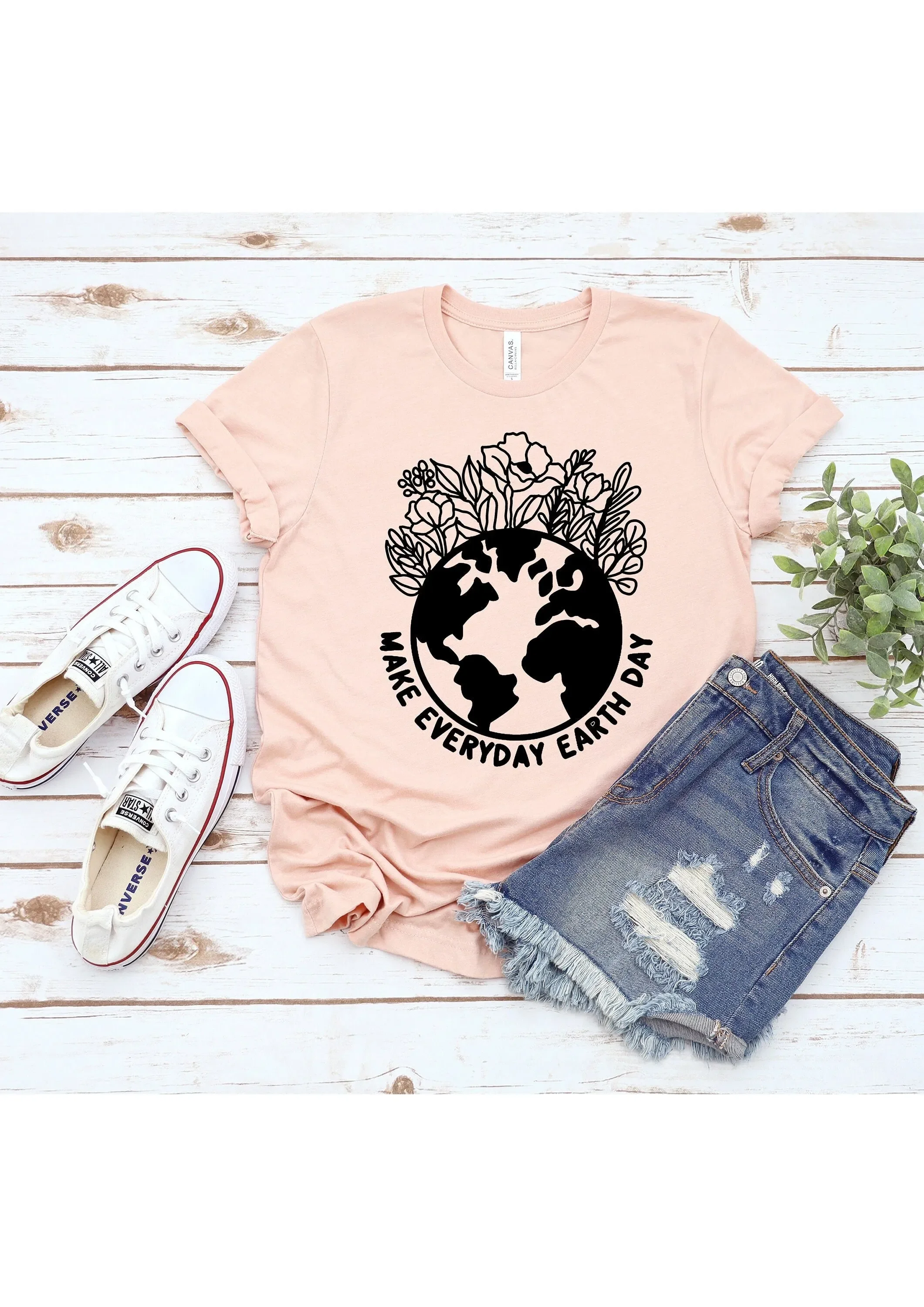 Earth Day T Shirt for Teacher Women Awareness Environmental Save the Make Everyday Flower PlaneT