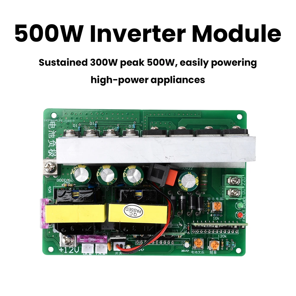 500W DC-AC Inverter 12-14.5V to 220V Sine Wave Step-Up Boost Converter with Switch and Fan Port Power Supply Module Transformer