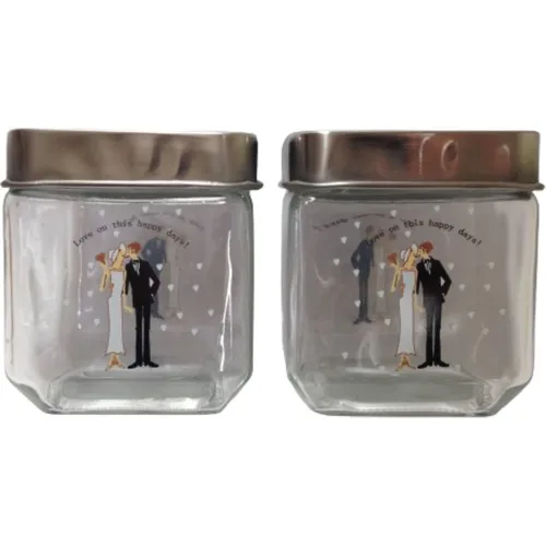 Bosphorus Storage Container Square 2'li Set Bride Groom