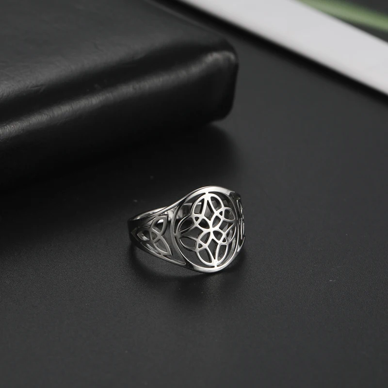 Witchcraft Witch Knot Women's Ring Vintage Wicca Stainless Steel Ring Amulet Protection Couple Jewelry Wedding Gifts 2023 New