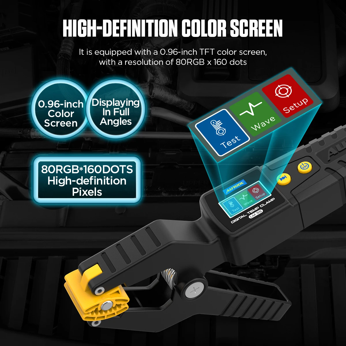 AUTOOL LM55 Digital Temperature Test Clamp -50~150°C Waveform Data Display Precision Sensor Real-time Temperature Measurement