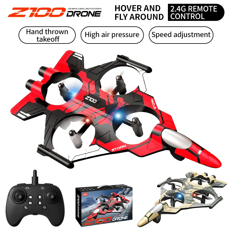 Stunt Flight RC Foam Glider Z100 2.4G Remote Control Airplane LED Lights Durable EPP Material Flying Fighter Toy Kid Great Gift