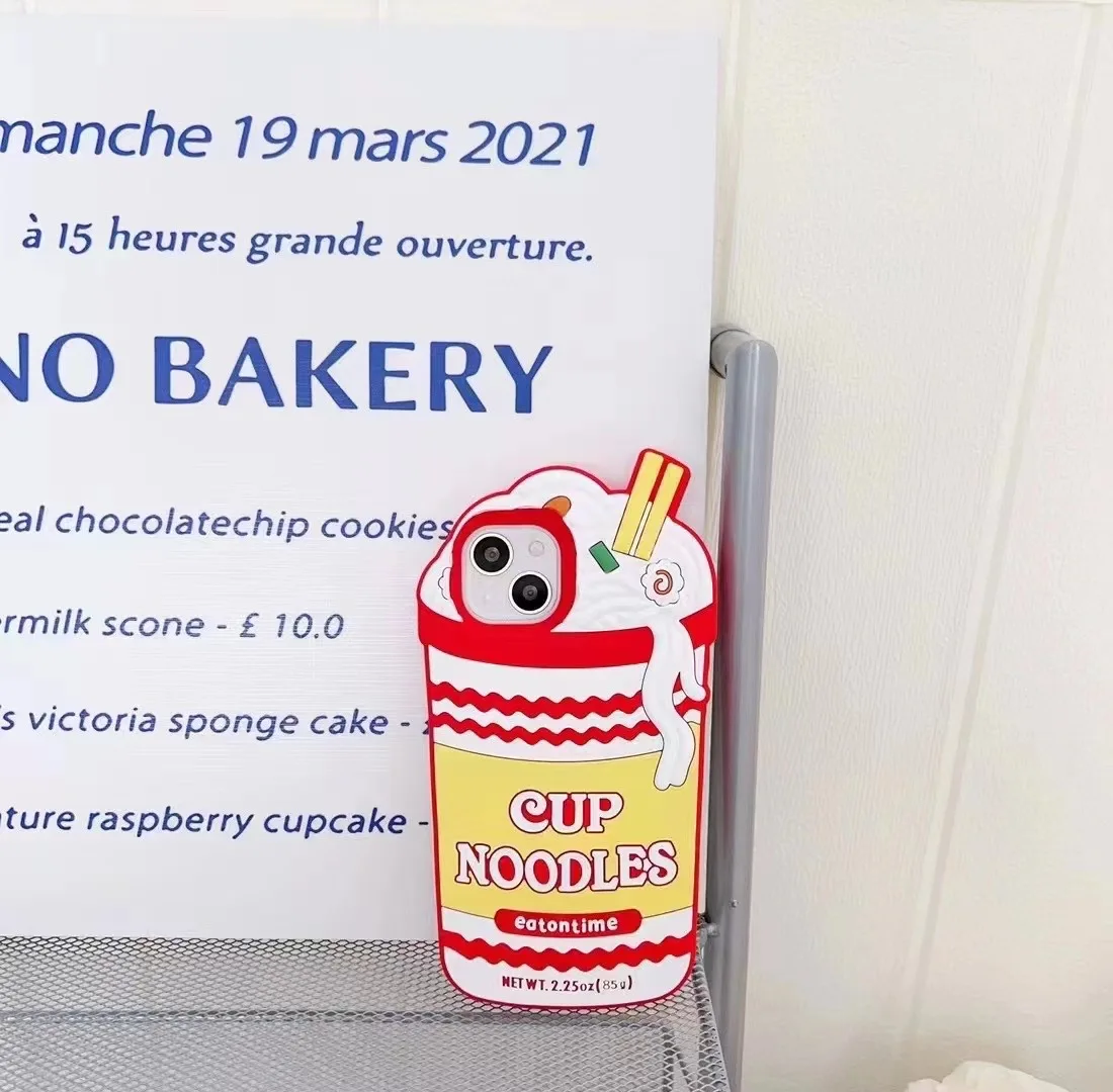 Modische, lustige 3D-Cup-Noodles-Hülle für iPhone 15 14 13 12 11 Pro X XS Max XR 7 8 6 6S Plus SE 2020 2022, weiche Silikonhülle – Detail 5