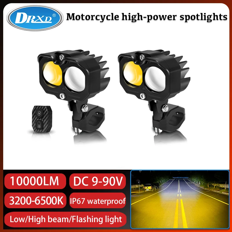 

DXRD 100W 10000LM Motorcycle Spotlight Low and High Beam Headlight Ultra Bright Lamp Auxiliary Spotlight Flash Lense Fog Lights