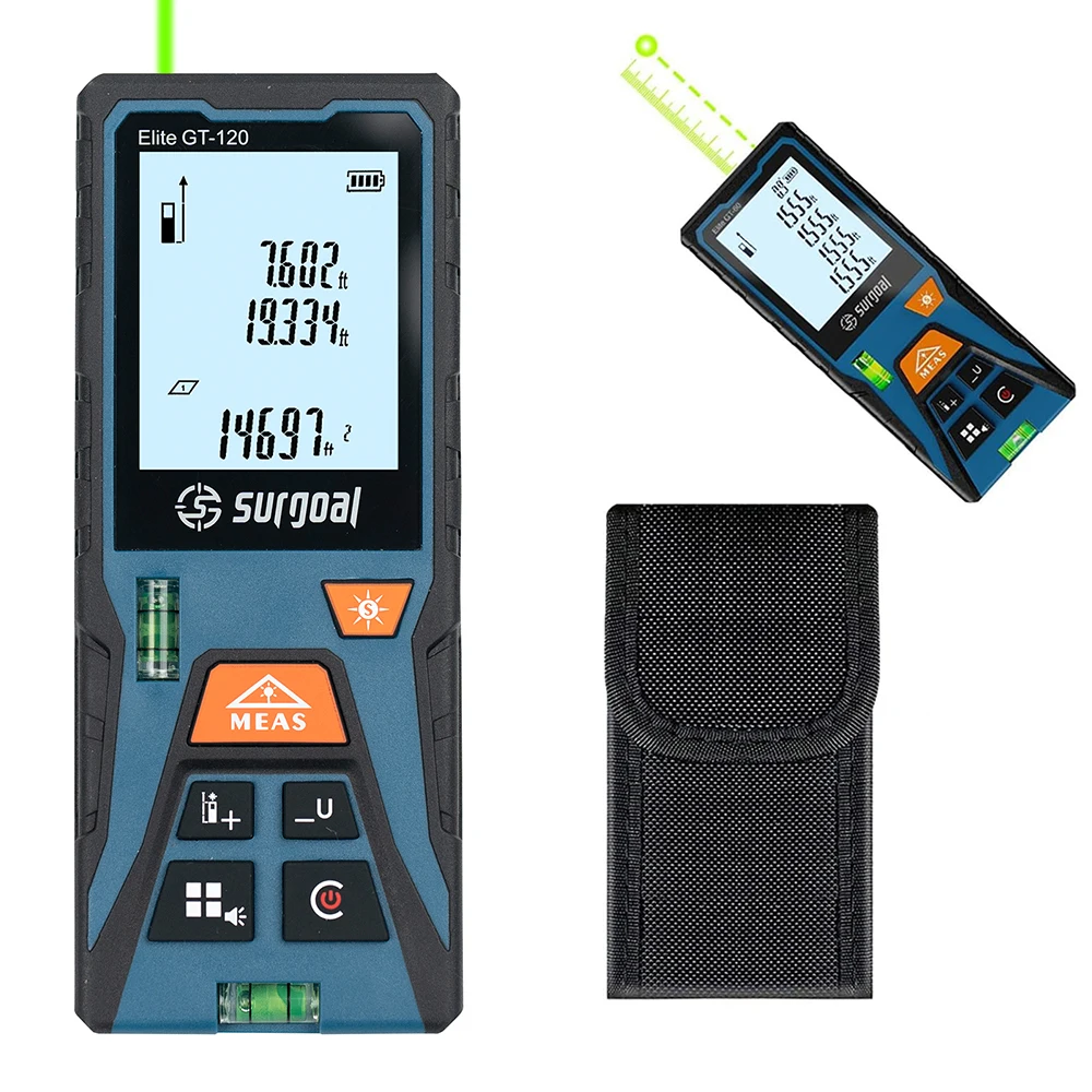ARTBULL 120m Digital Green Laser Tape Measure 50M Laser Distance Meter Rangefinder with Horizontal