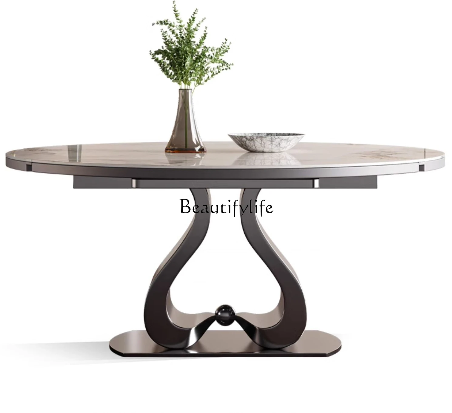 

round Dining Table Retractable Folding Square and round Dual-Purpose Induction Cooker Household Modern Light Luxury Stone Plate